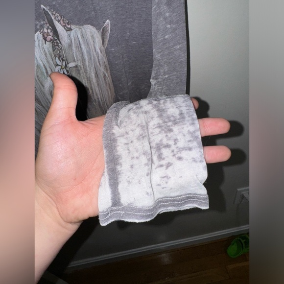 CHASER Floral Mane Gray Burnout Long Sleeve T-Shirt Sz Medium - Picture 5 of 6